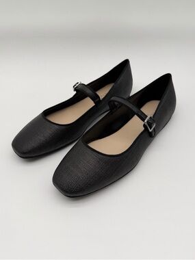 Marc Fisher Lailah Mary Jane Flats Buckle Strap Textured Fabric Black 10 NEW